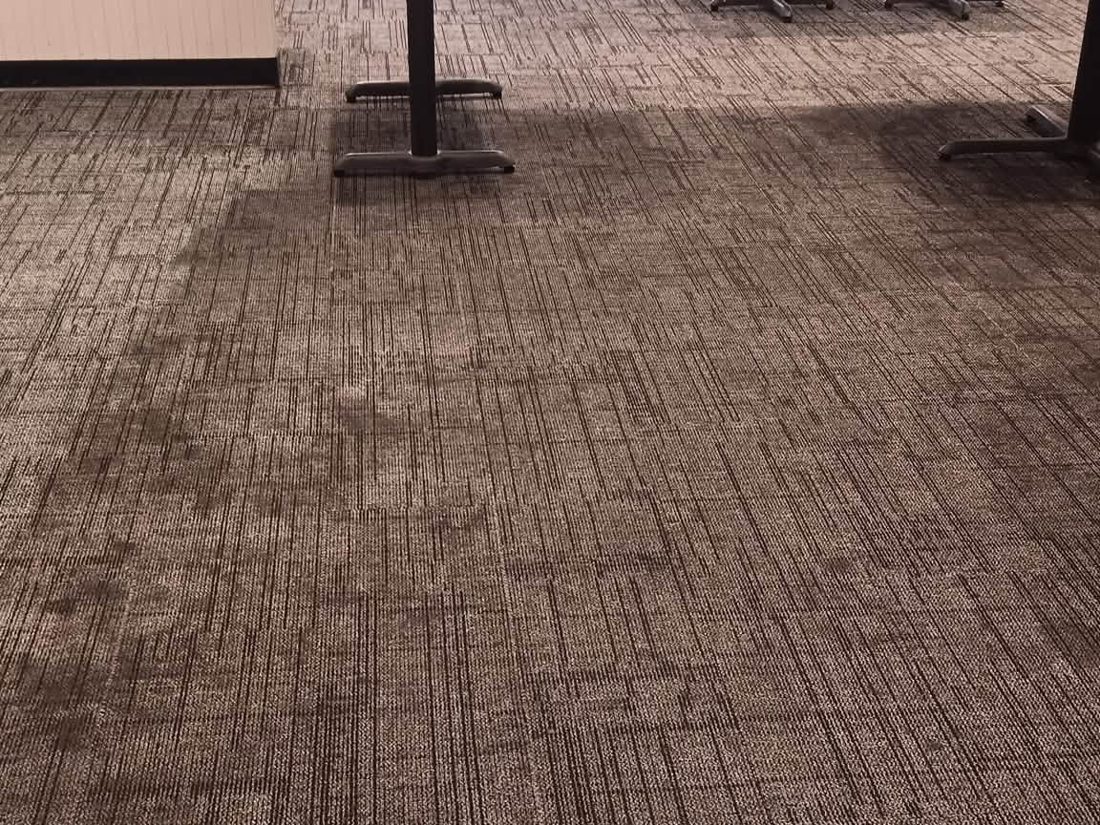Commercial carpet tile in an office after cleaning