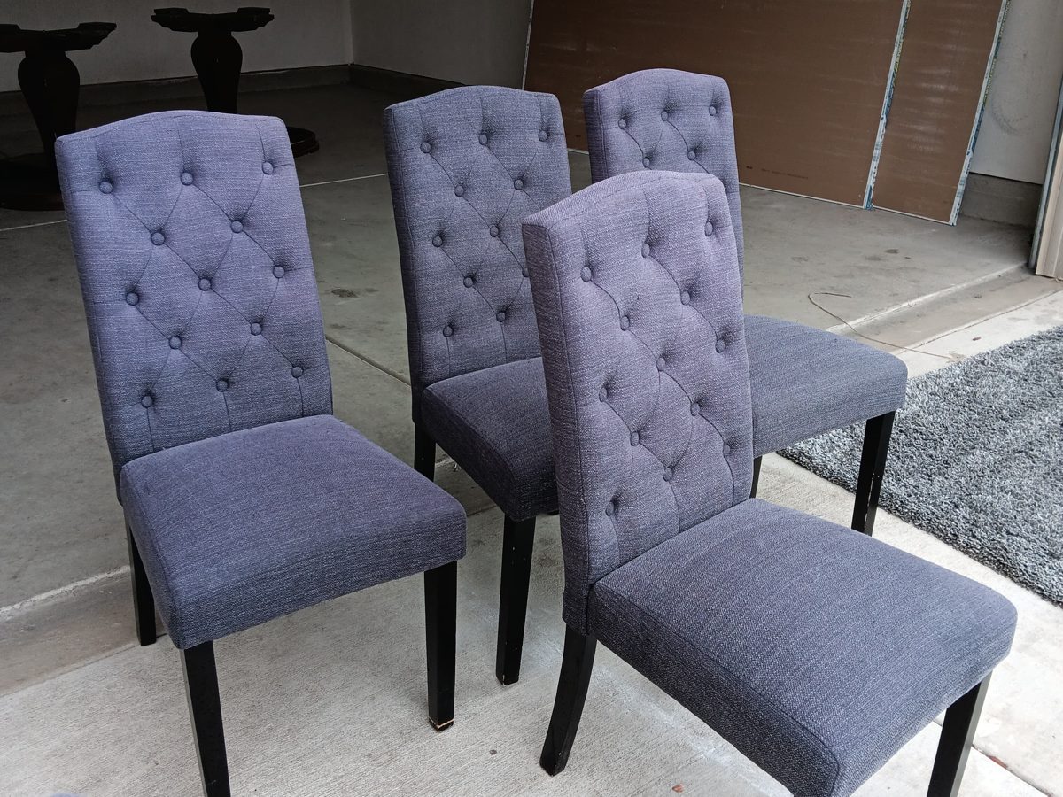 Upholstered dining chairs after cleaning