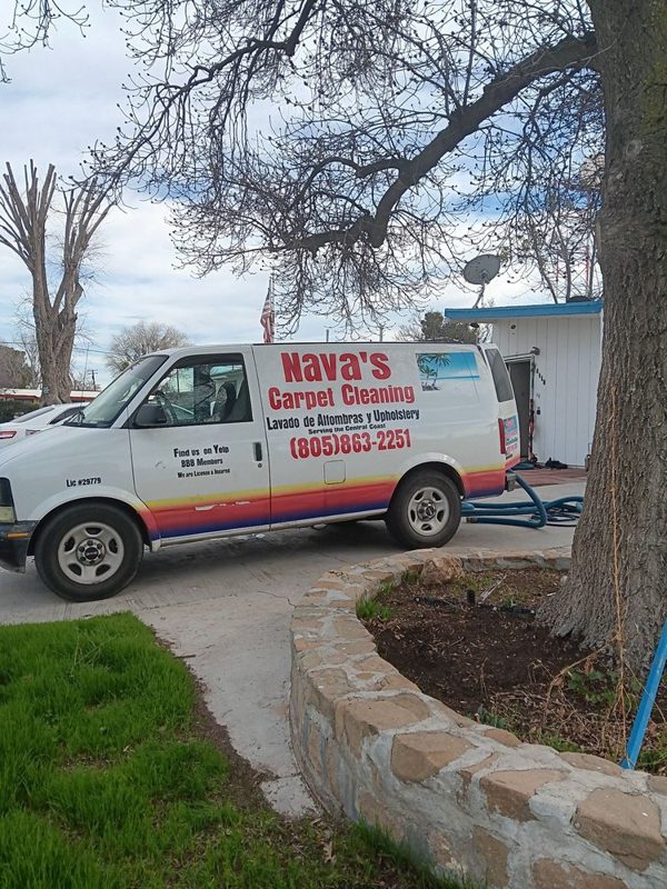 Nava's Carpet Cleaning van parked at a customer's home